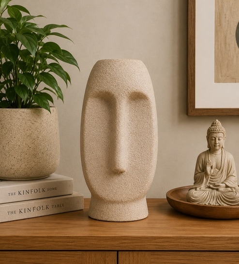 ashnam Sand Finish Modern Abstract Face Vase-picture-17