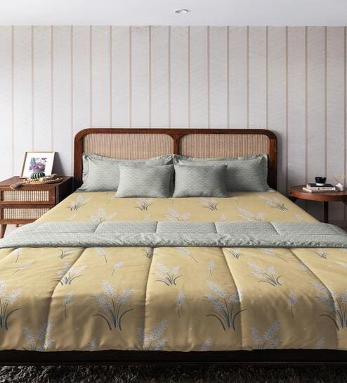 Sand Microfiber Floral 150 GSM Double Bed Comforter