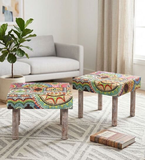 Sandford Ottoman Set Of 2 In Multicolour