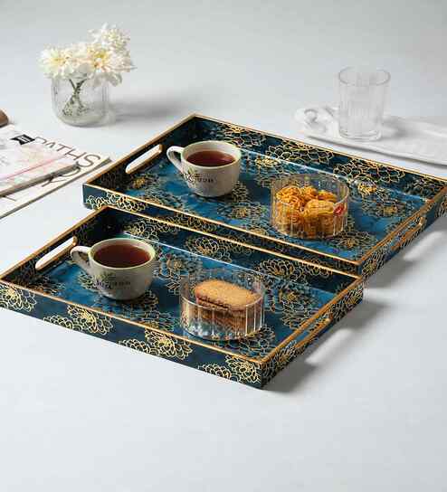 Saphire Wreath Tray Set of 2