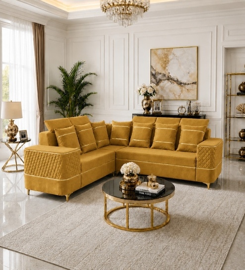 Sapphire 6 Seater Corner Sofa In Mustard Color