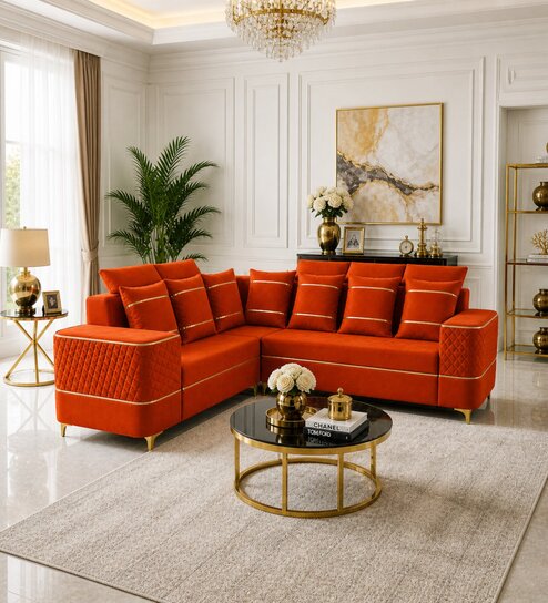 Sapphire 6 Seater Corner Sofa In Orange Color