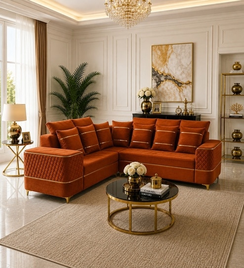 Sapphire 6 Seater Corner Sofa In Orange Color