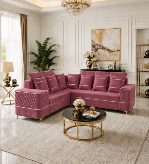 Sapphire 6 Seater Corner Sofa In Rose Color