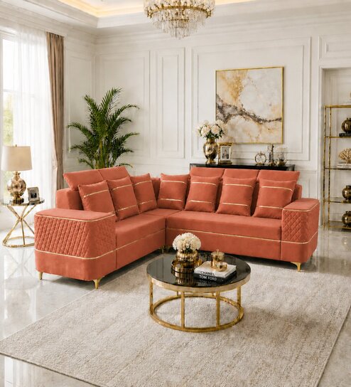 Sapphire 6 Seater Corner Sofa In Rose Color