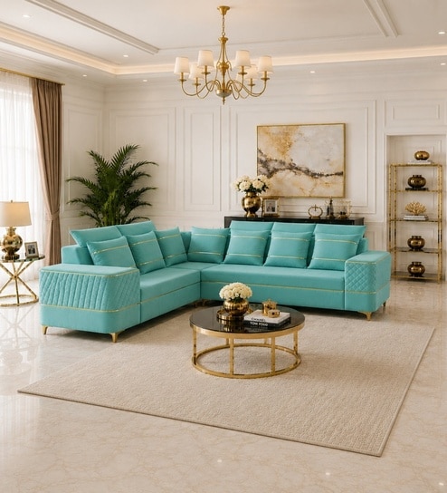 Sapphire 6 Seater Corner Sofa In Teal Color