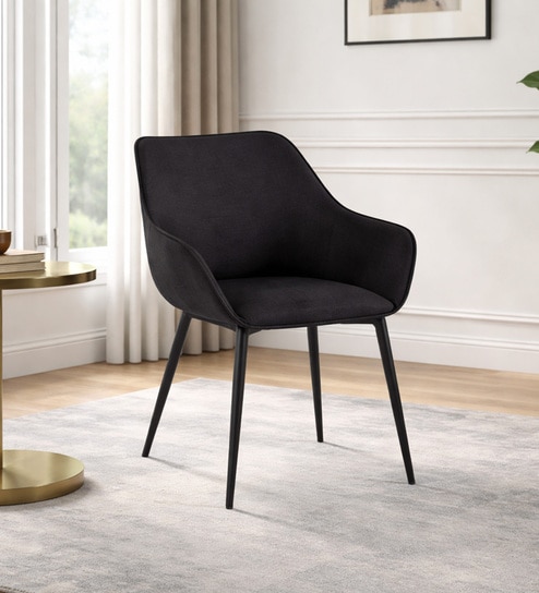 Sarra Fabric Arm Chair In Black Color