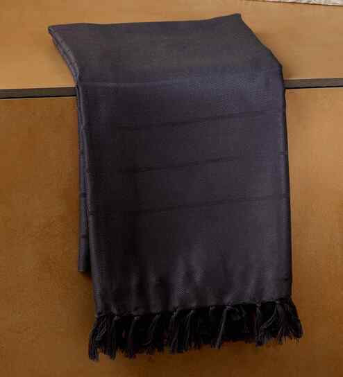 Dark Grey Sateen Haze Striped Bath Towel 75 Cm