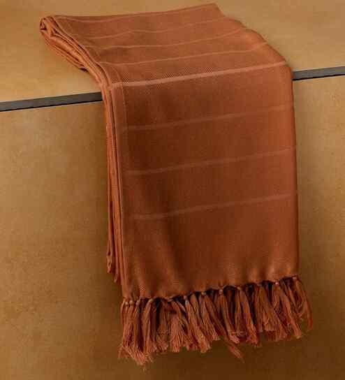 Rust Sateen Haze Striped Bath Towel 75 Cm