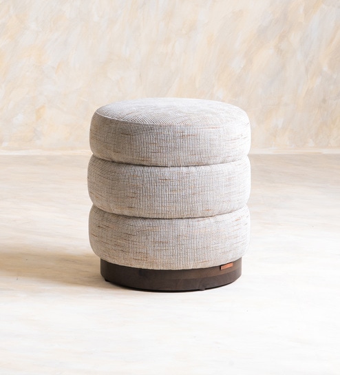 Saturn Pouf In Dark Walnut Finish