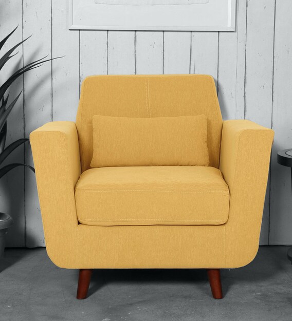 Buy Santiago 1 Seater Sofa in Camel Yellow Colour CasaCraft By