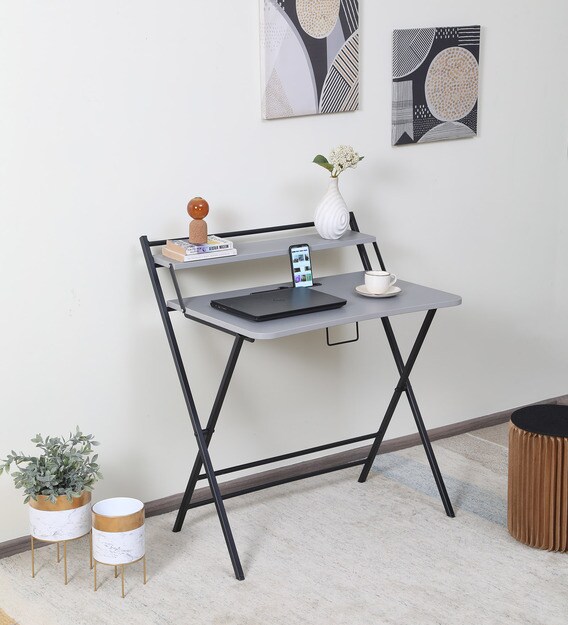 Buy Sato Folding Writing Table in Grey Colour Mintwud By Pepperfry Online Modern Writing
