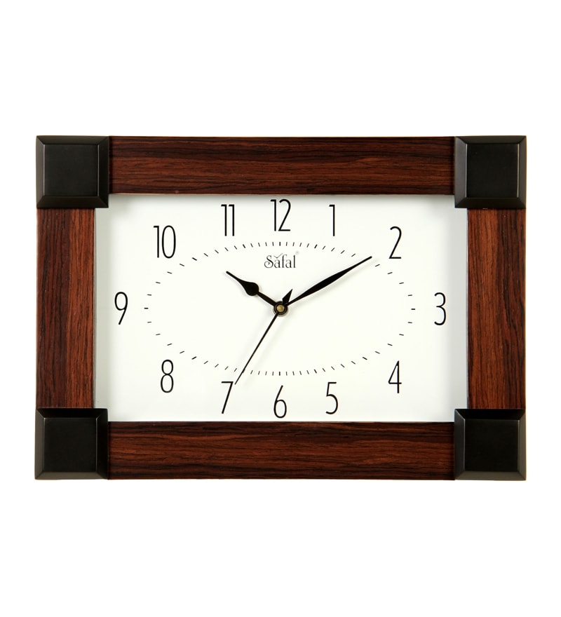 Buy Safal Quartz Brown N White Rectangle Wall Clock Online Modern