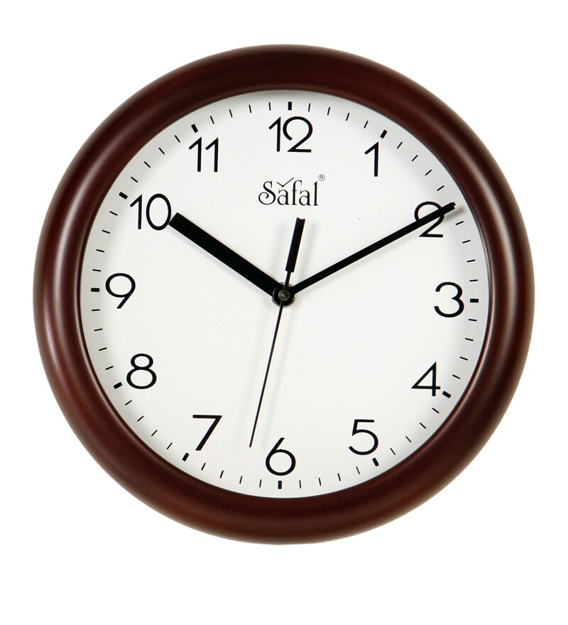 Buy Brown Engineered Wood Analog Wall Clock by Safal Quartz Online