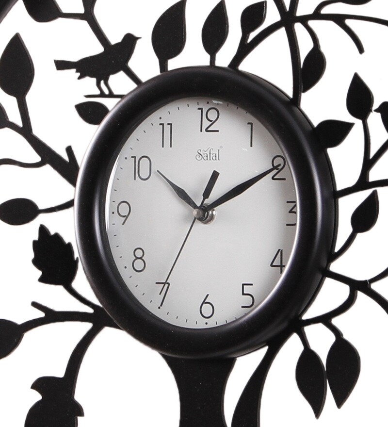 Buy Black Engineered Wood Analog Wall Clock by Safal Quartz Online Novelty Wall Clocks Wall