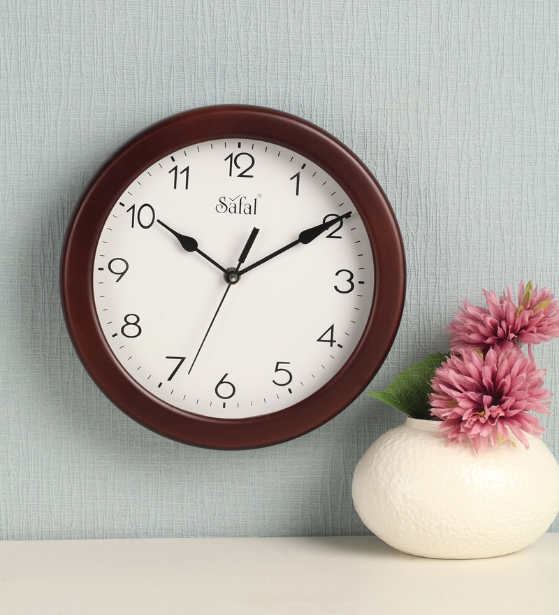 Buy Brown Engineered Wood Analog Wall Clock by Safal Quartz Online