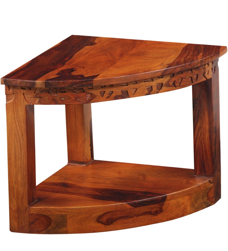 Saffron Carved Corner End Table by Mudramark by Mudramark Online