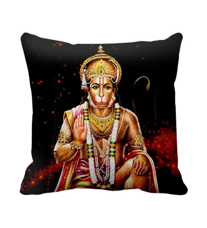 Buy SajawatHomes Black Background Lord Hanuman Cushion Cover Online -  Abstract Cushion Covers - Furnishings - Home Decor - Pepperfry Product