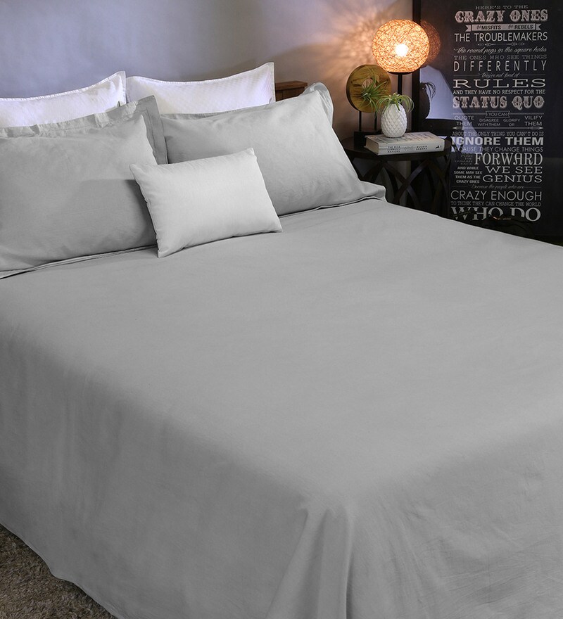 Cotton Bedsheet in Ash Grey Colour with 