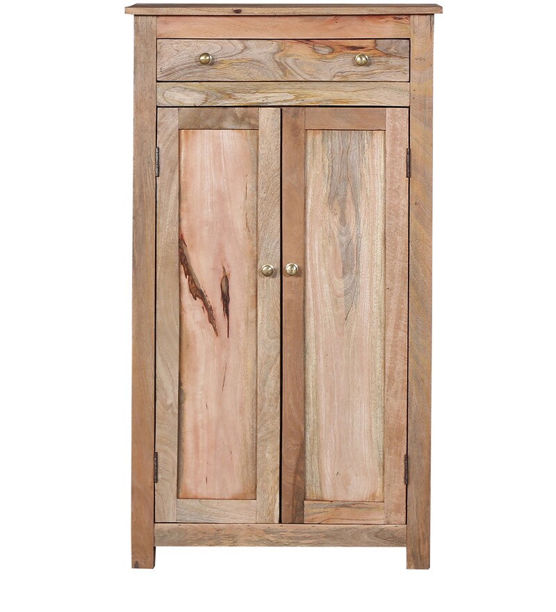 Buy Glendale Solid Wood Shoe Rack in Natural Mango Wood Finish by