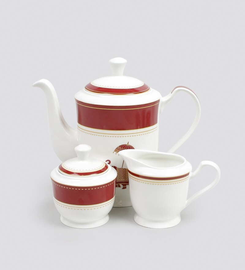 Buy Sanjeev Kapoor Utsav Collection Bone China Tea Set Set of 15