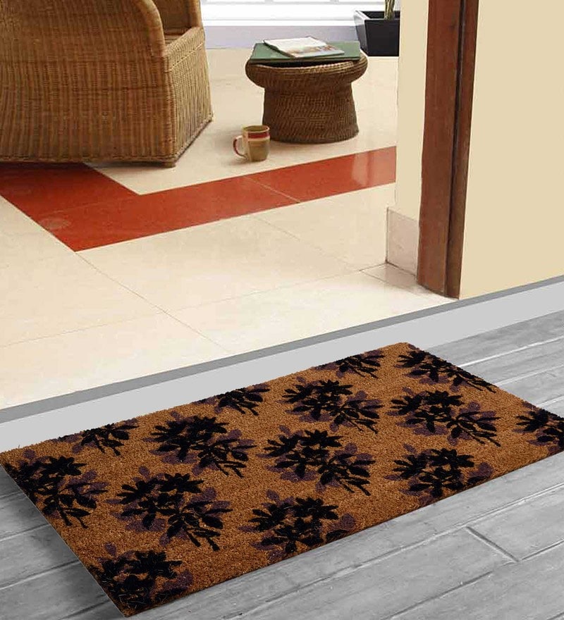 Buy Brown Coir Floral Pattern 36X18 Inch Stain Resistant ...