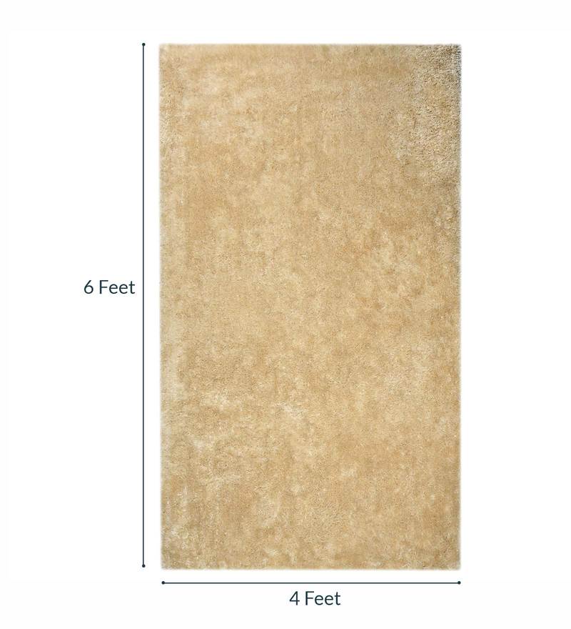 Buy Beige Polyester Shag 4 x 6 Feet Machine Made Carpet by Saral Home
