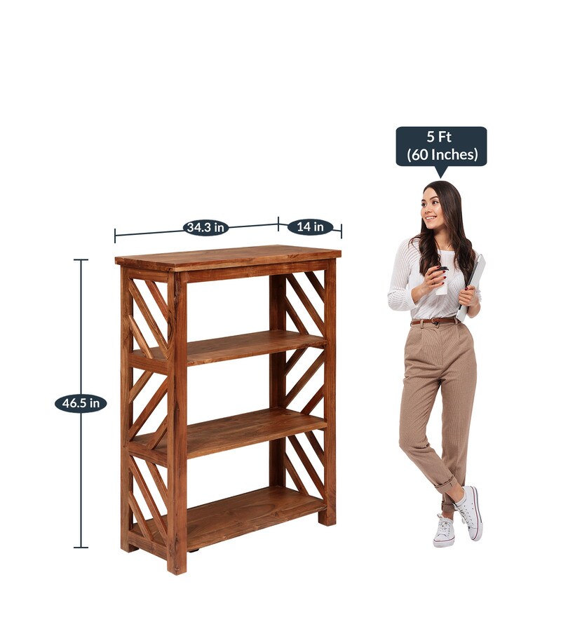 Buy Saylor Solid Wood Book Shelf in Walnut Finish by Evok Online