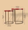 Sable Leather Nest Of Tables In Red Finish (Set Of 2)