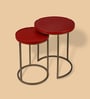 Sable Leather Nest Of Tables In Red Finish (Set Of Two)