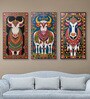 Cow Canvas Collection Printed Wall Painting Set of 3 Black Frame