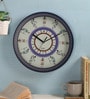 Blue Engineered Wood Analog Wall Clock