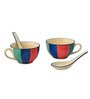 Saffron Indigo Delight Ceramic Bowl Set of 2(300ml Each)