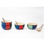 Saffron Indigo Delight Ceramic Bowl Set of 4 (350ml Each)