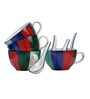 Saffron Indigo Delight Ceramic Bowl Set of 4(300ml Each)