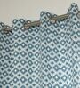 Safi Blue Cotton 230 GSM  Geometric 7 Feet Room Darkening Eyelet Door Curtains (2 Pc)