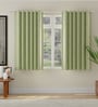 Sage Green Polyester Solid Jacquard 5ft Room Darkening Eyelet Window Curtains (2 Pc)
