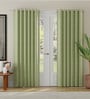Sage Green Polyester Solid Jacquard 7ft Room Darkening Eyelet Door Curtains (2 Pc)