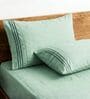 Sage Green 210 TC Cotton King Size Bedsheet with 2 Embroidered Pillow Covers