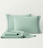 Sage Green 210 TC Cotton King Size Bedsheet with 2 Embroidered Pillow Covers