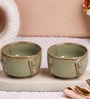 Sage Green Button Ceramic Serving Bowls, 500 Ml (Set Of 2)