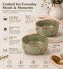 Sage Green Button Ceramic Serving Bowl, 500 Ml