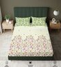 Sage Green Floral 200 TC Cotton Double Bedsheet with 2 Pillow Covers