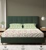 Sage Green Floral 200 TC Cotton King Sized Bedsheet with 2 Pillow Covers