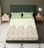 Sage Green Floral 200 TC Cotton King Sized Fitted Bedsheet with 2 Pillow Covers