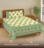Sage Green Floral 240 TC Cotton Double Bedsheet with 2 Pillow Covers