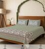 Sage Green Floral 300 TC Cotton Double Bedsheet with 2 Pillow Covers