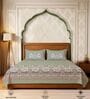 Sage Green Floral 300 TC Cotton Double Bedsheet with 2 Pillow Covers