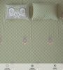 Sage Green Floral 300 TC Cotton King Sized Fitted Bedsheet with 2 Pillow Covers