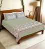 Sage Green Floral 300 TC Cotton King Sized Fitted Bedsheet with 2 Pillow Covers